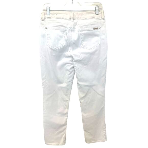 Chico's White Jeans 1 US8 M So Slimming Girlfriend Mid Rise Crop Coastal Cowgirl - Picture 2 of 7